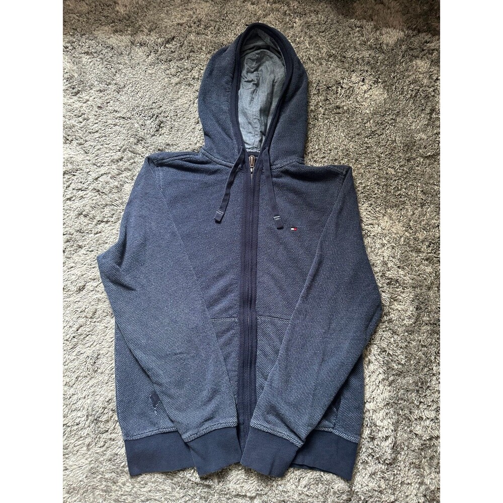 Tommy Hilfiger Men's Full Zip Navy Blue Hoodie - Size Small